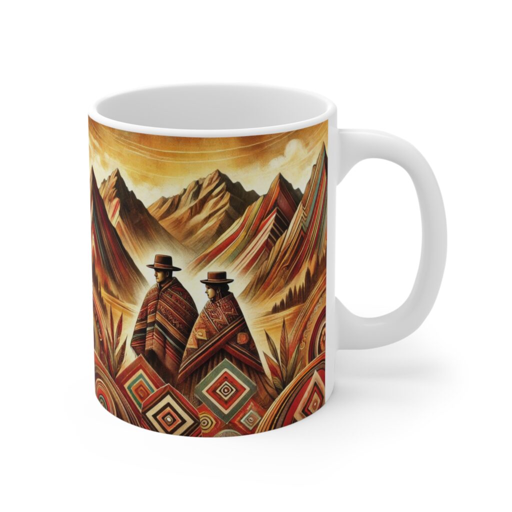 Taza Arte de los Andes | Taza Vintage Paisaje Sudamericano | Taza de Café Cultural Montañas Andinas