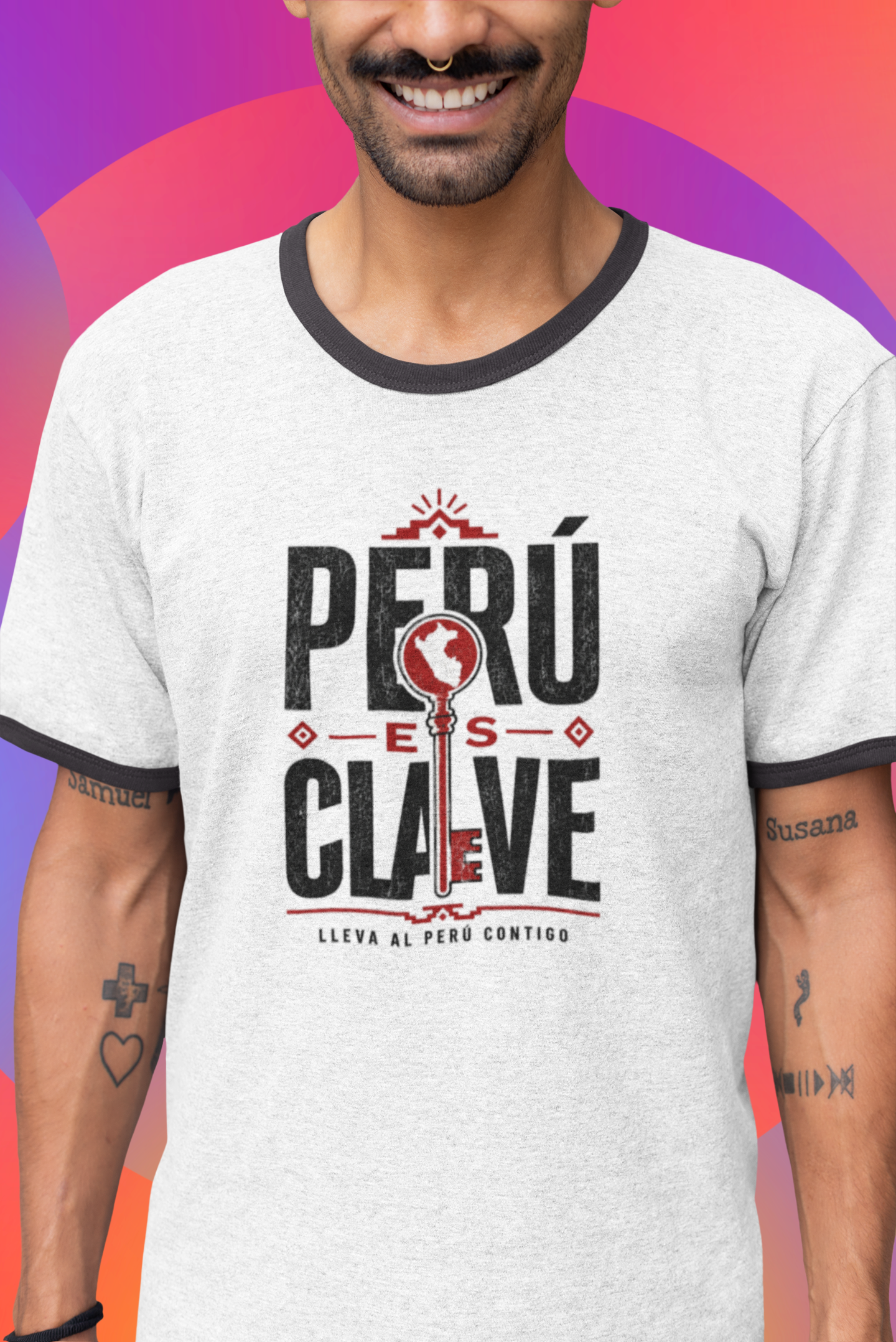 Camiseta Ringer Perú es Clave – Diseño Peruano de Estilo Retro - Imagen 7