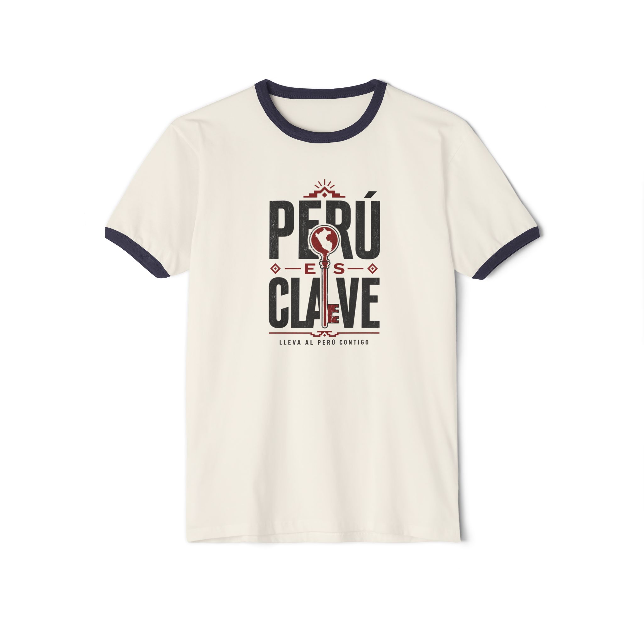 Camiseta Ringer Perú es Clave – Diseño Peruano de Estilo Retro